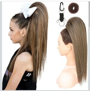 Seikea Cheer Ponytail Extension 18".Elegant Brown Ponytail Extension